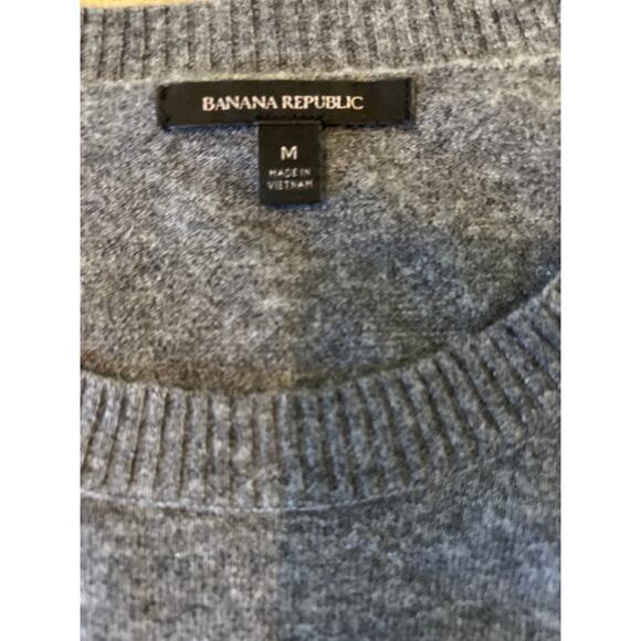 Banana Republic Gray Cream Striped Wool Alpaca Blend Sweater Tunic Size Medium - Picture 4 of 6